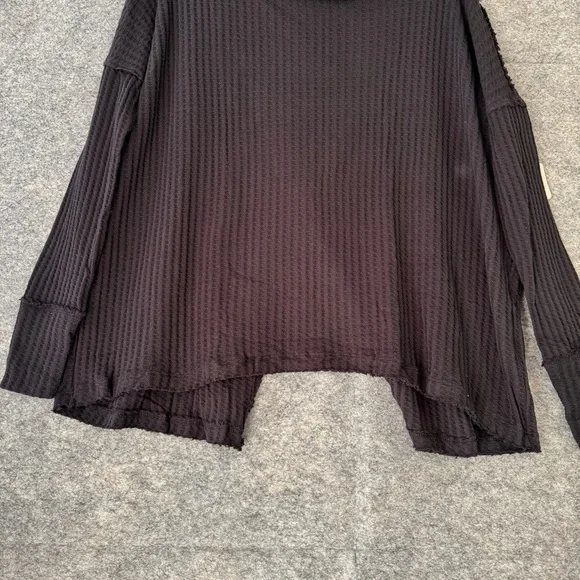 Free People Waffle Knit Boho Relaxed Fit Cowl Neck Sweater Size Small - Picture 6 of 16